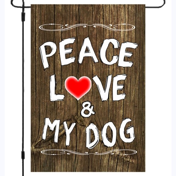 Accents | Garden Flag New Peace Love And My Dog Heart | Poshmark